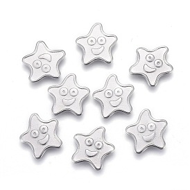 304 Stainless Steel Cabochons, Filling Material for Epoxy Resin Craft Art, Laser Cut, Star with Smile Face