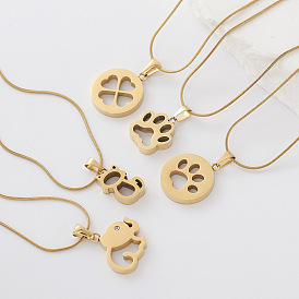 304 collares con colgante de acero inoxidable para mujer, dorado