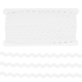 12M Wave Bending Fringe Trim, Sewing Ribbon, for Cloth Dress DIY Making Decorate, with 1Pc Display Card