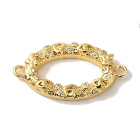 Rack Plating Brass Micro Pave Cubic Zirconia Links Connector Charms, Cadmium Free & Lead Free, Long-Lasting Plated, Oval