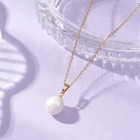 Подвеска из натурального барочного жемчуга кеши 304 Цепочка из нержавеющей стали, белые