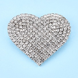 Crystal Rhinestone Heart Lapel Pin, Creative Brass Badge for Backpack Clothes