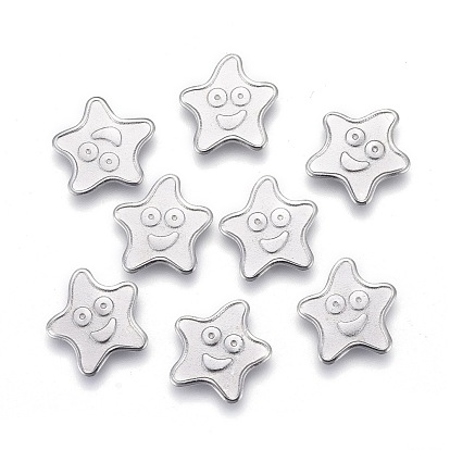 304 Stainless Steel Cabochons, Filling Material for Epoxy Resin Craft Art, Laser Cut, Star with Smile Face