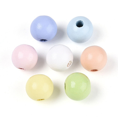 Окрашенные распылением деревянные бусины Schima, круглые