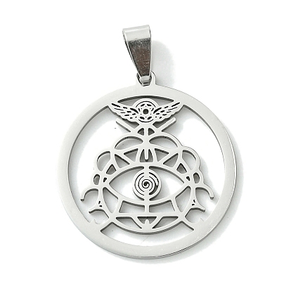 Pendentifs en acier inoxydable, plat rond avec breloque insectes