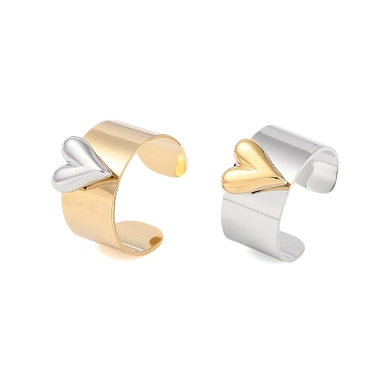 304 манжеты из нержавеющей стали с открытым сердцем, широкое кольцо для женщин