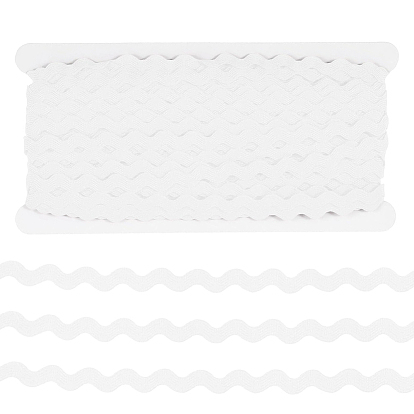 12M Wave Bending Fringe Trim, Sewing Ribbon, for Cloth Dress DIY Making Decorate, with 1Pc Display Card