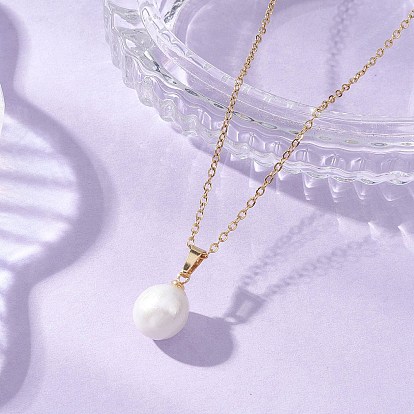 Подвеска из натурального барочного жемчуга кеши 304 Цепочка из нержавеющей стали, белые