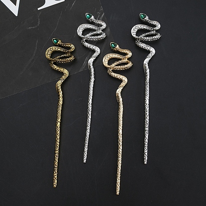 Alloy Rhinestone Hair Sticks, Snake