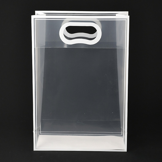 Rechteck transparente Plastiktüten, mit Griffen, zum Einkaufen, Kunsthandwerk, Geschenke