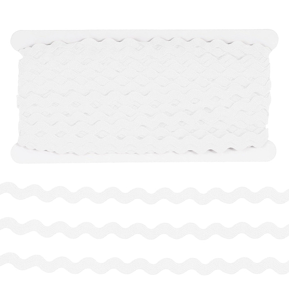 12M Wave Bending Fringe Trim, Sewing Ribbon, for Cloth Dress DIY Making Decorate, with 1Pc Display Card