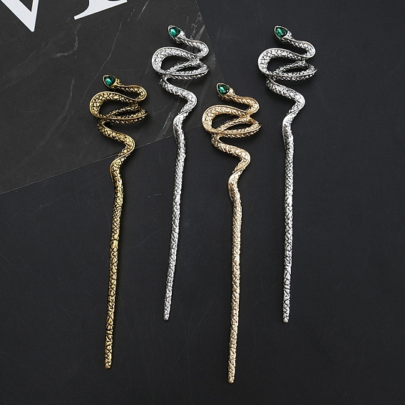 Палочки для волос из сплава со стразами, змея