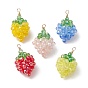 5шт. гальванизированные стеклянные подвески в виде клубники, с золотой медной проволокой, граненые