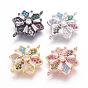 Brass Micro Pave Cubic Zirconia Links, Flower