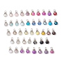 5Pcs Glass Pendants, Round, with Iron Bead Caps and Flat Head Pins Loop