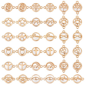 36шт 18 стили стеклянные соединительные подвески, с легкими позолоченными сплавами, плоско-круглые