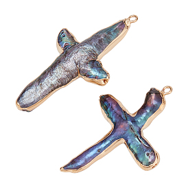 Подвески из натурального пресноводного жемчуга Кеши, крестики-подвески с петлями из сплава, золотые