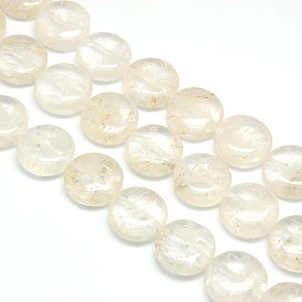 Natural Flat Round Quartz Crystal Beads Strands