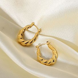 Chic 18K Gold-Plated Stainless Steel Horn Hoop Earrings for Women