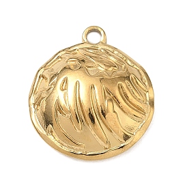 Pendentifs en acier inoxydable, breloques plates rondes et lion