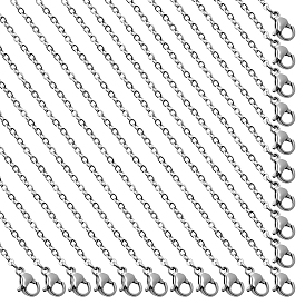 20 piezas 304 juego de collares de cadena de cable plano de acero inoxidable, para hacer collares con cuentas