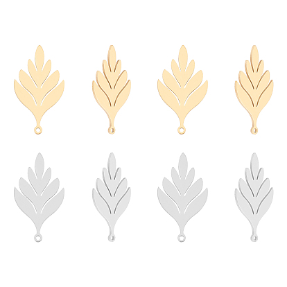 201 Stainless Steel Pendants, Leaf