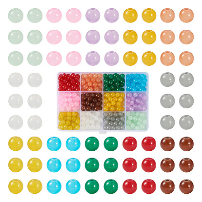 360шт 12 стиль имитация нефрита стеклянные бусины нити, окрашеные, круглые