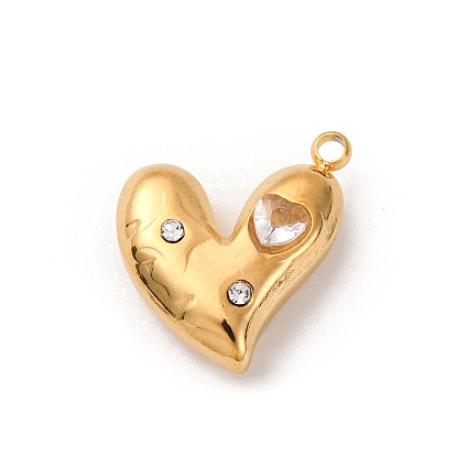 304 подвески из нержавеющей стали, сердце прелести, со стразами