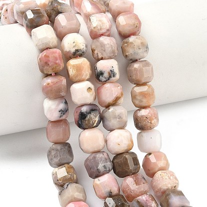Натуральный розовый опал бусы пряди, граненый стол, вырезанный куб