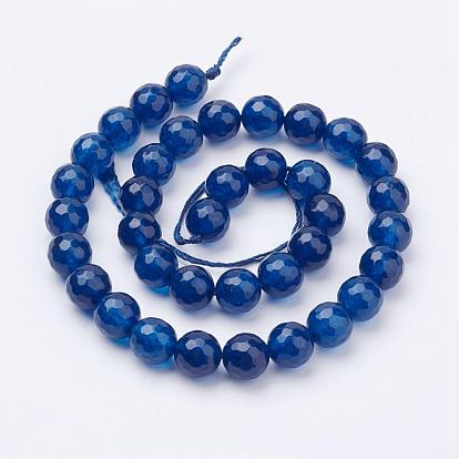 Natural Malaysia Jade Bead Strands, Dyed, Faceted, Round