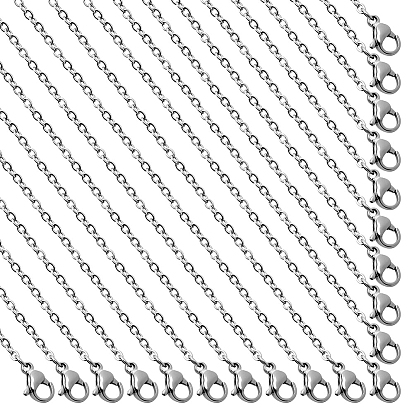 20 piezas 304 juego de collares de cadena de cable plano de acero inoxidable, para hacer collares con cuentas