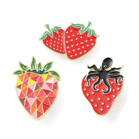 Булавки с эмалью клубники, булавки для лацканов из сплава для одежды рюкзака