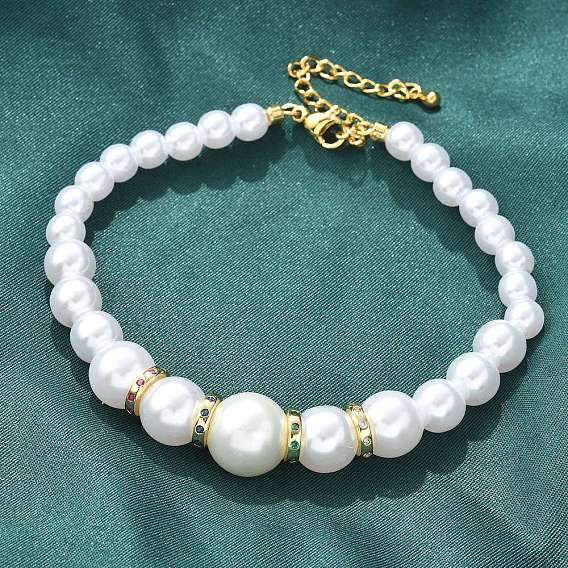 Круглые бусины из искусственного жемчуга для женщин, с кубического циркония, без кадмия и без свинца