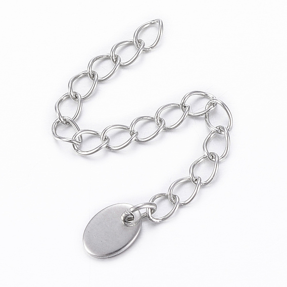304 Stainless Steel Chain Extender, with Oval Charms