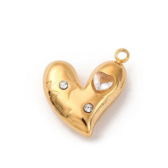 304 подвески из нержавеющей стали, сердце прелести, со стразами