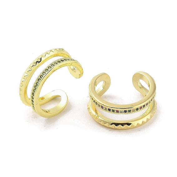 Golden Brass Micro Pave Cubic Zirconia Open Cuff Rings