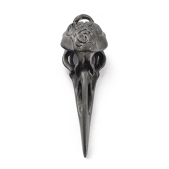 Tibetan Style Alloy Pendant, Frosted, Bird Skull
