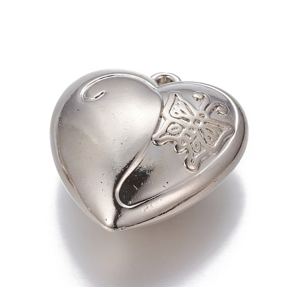 CCB Plastic Pendants, Heart with Butterfly