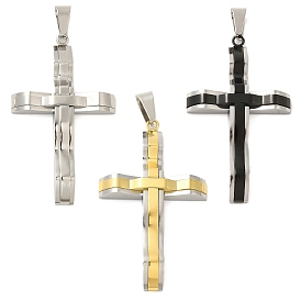 304 Stainless Steel Big Pendants, Cross Charm