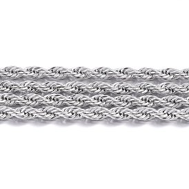 304 Stainless Steel Rope Chains, with Spool, Unwelded