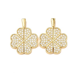 Латунные микропаве кубические цирконии открывающиеся подвески, клевер