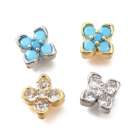 Латунные микро проложить кубического циркония бусы, без кадмия, без никеля и без свинца, цветок
