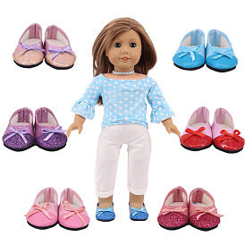  Imitation Leather Doll Flat Shoes, with Bowknot, for 18 