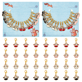 Маркеры для подвесок в виде головы коровы, сплав эмали со стразами крючком застежка-лобстер подвески, маркер с замком и кольцом с подвеской в виде винного бокала