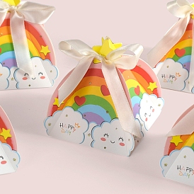 Rainbow Printed Paper Candy Gift Boxes with Ribbon