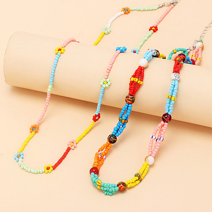 Bohemian Choker Necklace with Ethnic Beads - Multilayered, Lock Collar.