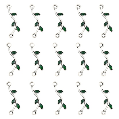 Tibetan Style Alloy Enamel Links/Connectors, Leafy Branches