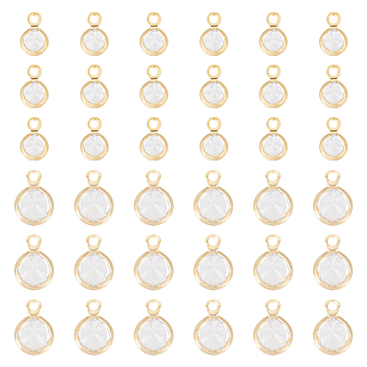 40 шт. 2 кулоны из латуни с микропаве и кубическим цирконием, плоский круглый шарм