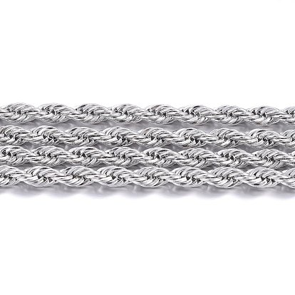 304 Stainless Steel Rope Chains, with Spool, Unwelded