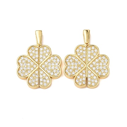 Латунные микропаве кубические цирконии открывающиеся подвески, клевер
